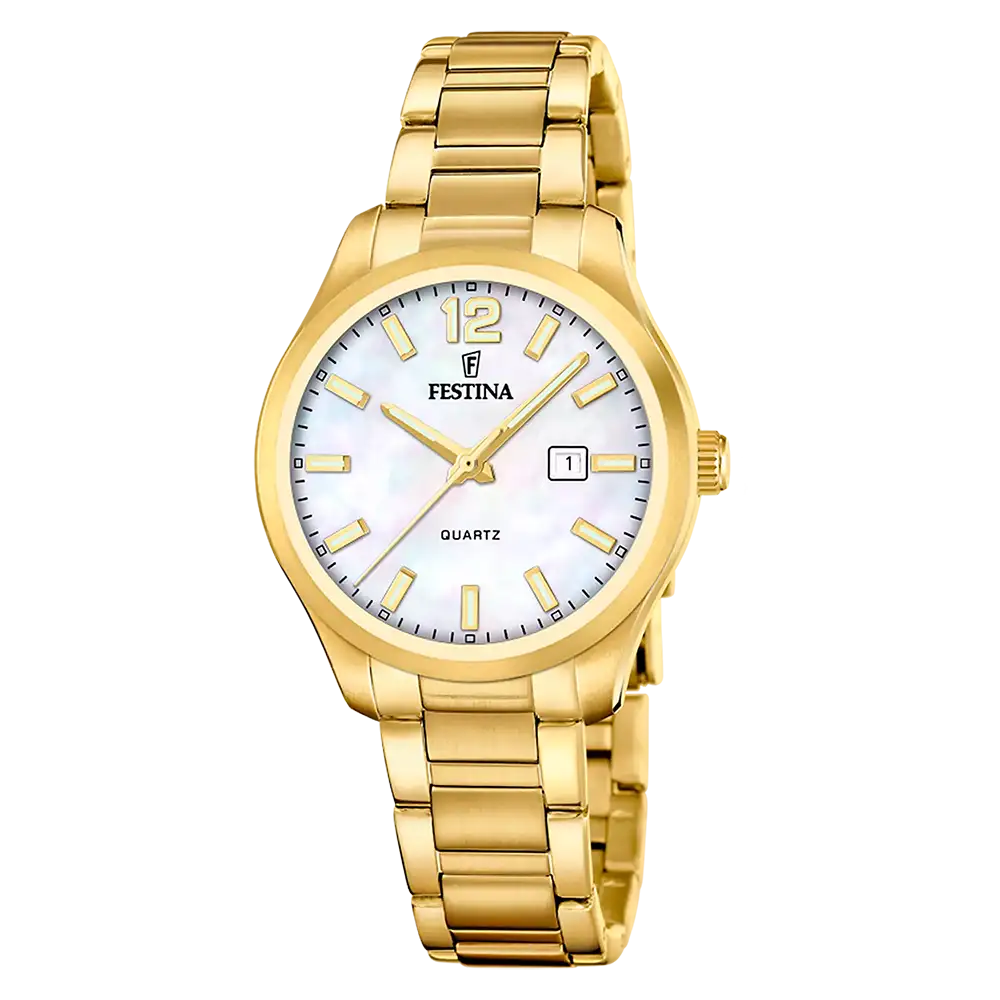 Festina Classics F20741/1 Damklocka Beige • Pärlemorurtavla • Mineralglas