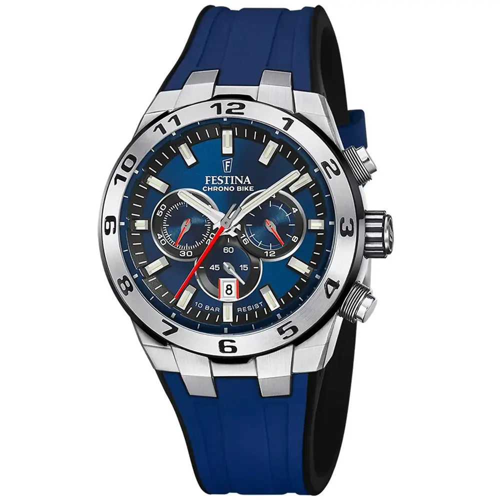 Festina Chrono Bike F20671/1 Men's Watch Blue • Chronograph with Stop Function • Mineral Glass