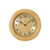 Wanduhr mit hellem Holzrahmen und beigem Zifferblatt, römische Zahlen, schwarze Zeiger
