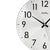 Silberne Wanduhr: weißes Zifferblatt, schwarze Zeiger, große arabische Zahlen, AMS-Logo