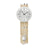 Wanduhr mit weißem Ziffernblatt, Holzgehäuse mit silbernen Einsätzen und Pendelmodul