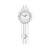 Wanduhr mit großem rundem Ziffernblatt, silbernen Stäben und Pendelgehäuse