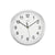 Funk-Wanduhr: silbernes Gehäuse, weißes Zifferblatt, schwarze Zeiger, AMS