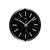 AMS Funk-Wanduhr: schwarzes Zifferblatt, silberner Ring und Strichindizes