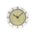 Beige Wanduhr im runden Design mit schwarzem Zeigersystem und weißem Ziffernring