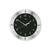 Wanduhr mit schwarzem Ziffernblatt, silbernem Rahmen und arabischen Ziffern