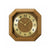 Wanduhr mit eckigem Holzgehäuse aus Eiche, Quarzwerk, goldfarbener Ziffernring, Zeiger