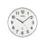 Runde Funk-Wanduhr mit weißem Ziffernblatt, schwarzen Zahlen und Zeigern, AMS-Aufdruck