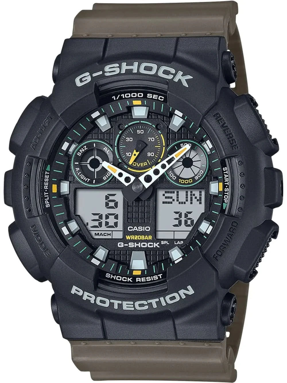 Casio G-Shock GA-100TU-1A3ER Men's Watch • Extreme Shock Resistance • World Time & Stopwatch