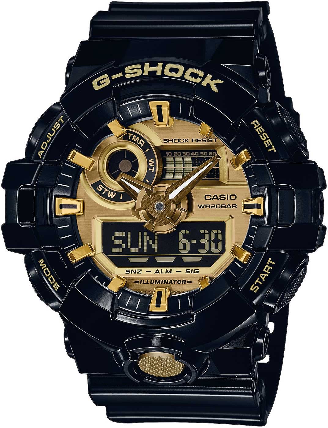 Casio G-Shock GA-710GB-1AER Men's Watch • Extreme Shock Resistance • Black & Gold Design
