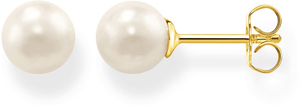 Small gold stud earrings - freshwater cultured pearl