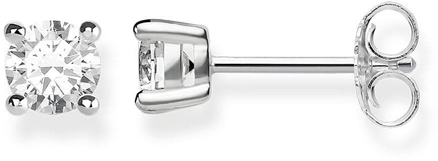 Stud earrings with white stone - 925 Sterling Silver