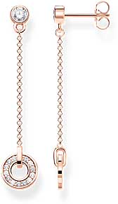 Long dangling earrings with circle pendant - 750 rose gold plating