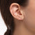 Single Moon Stud Earring with Stones - 925 Sterling Silver