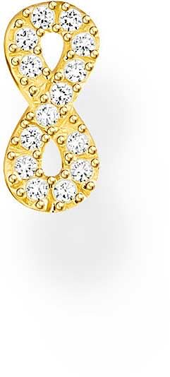 Single Infinity Stud Earring with Zirconia Embellishment - 750 Yellow Gold Plating