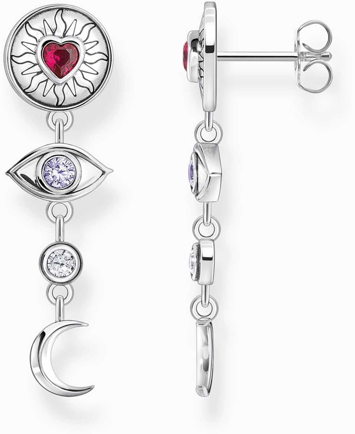 Long cosmic talisman earrings with a 3D look - Thomas Sabo Model: H2277-640-7