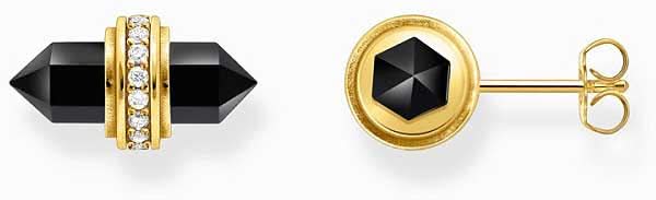 Hexagonal Onyx Crystal Stud Earrings - Thomas Sabo Model: H2281-177-11