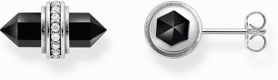 Ear studs with onyx crystal in hexagon shape - Thomas Sabo Model: H2281-641-11