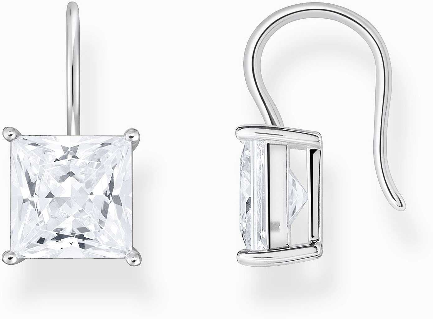 Earrings with large, white zirconia in princess cut - Thomas Sabo Model: H2289-051-14