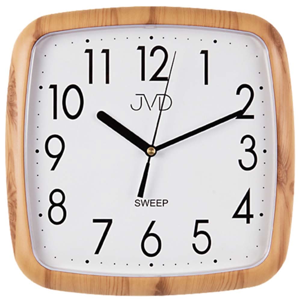 JVD Wall Clock 25x25x3.5 cm Plastic • Silent Quartz Movement • Arabic Numerals