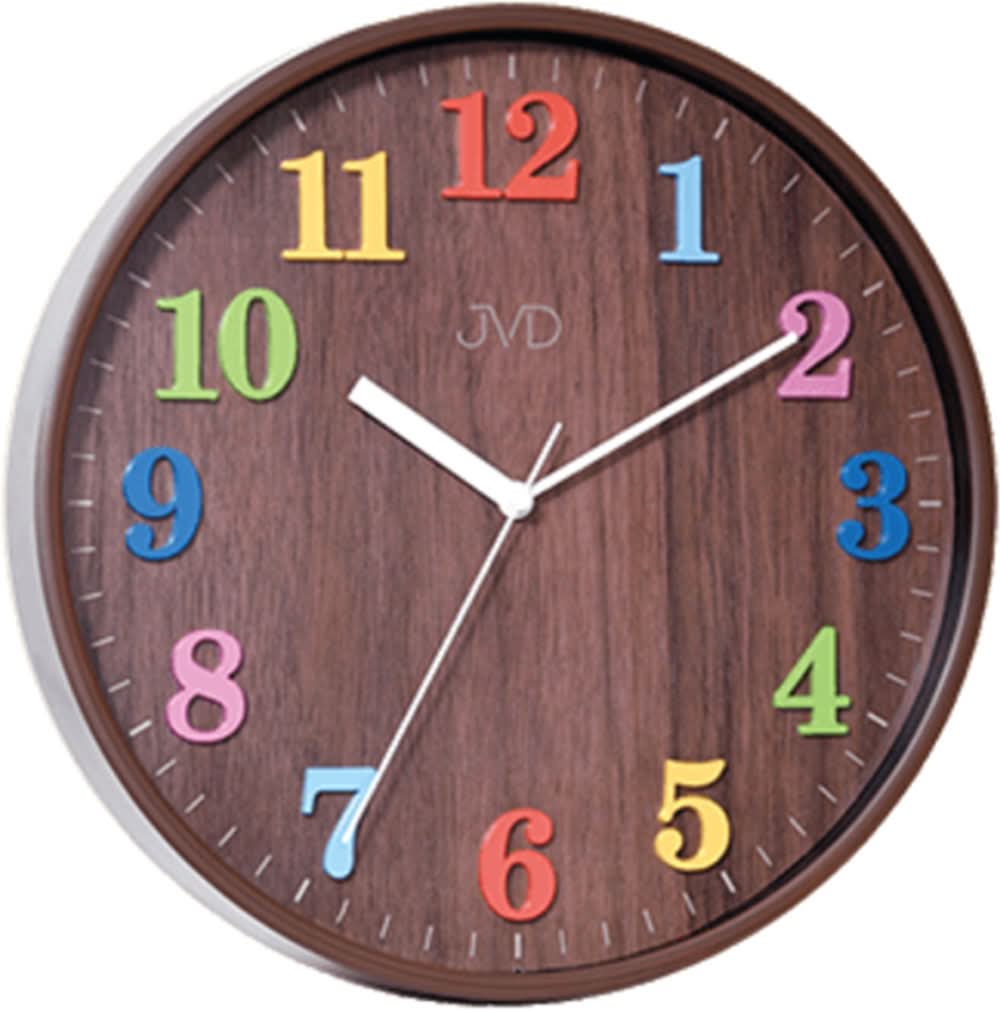 JVD Wall Clock 29.5 cm Ø Plastic • Silent Quartz Movement • Colorful Design