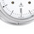 Watch detail: silver ring with screws, Roman numerals, and markers