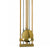 Detail of the wall clock: gold-colored base plate, ball pendulum, and three metal rods.