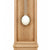 Grandfather clock case made of light wood with a white sphere on the lower front area