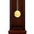 Grandfather clock front with dark wood casing and round gold-colored pendulum knob