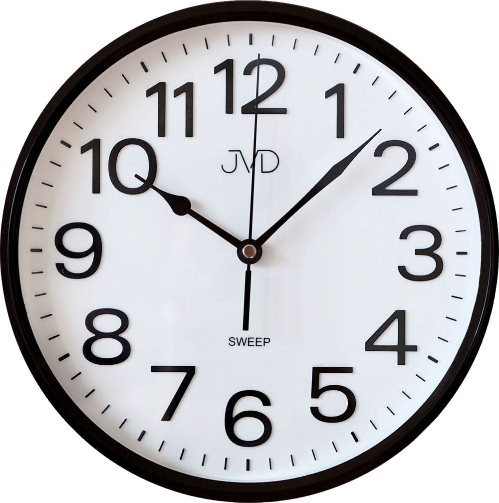 JVD Wall Clock 25.5 cm Ø Plastic • Silent Quartz Movement • Arabic Numerals