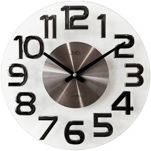 JVD Wall Clock 34.5 cm Ø Glass • Quartz Movement • Silent