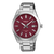 Herrenarmbanduhr Casio Edifice mit dunkelrotem Zifferblatt, Datumsfenster bei 5