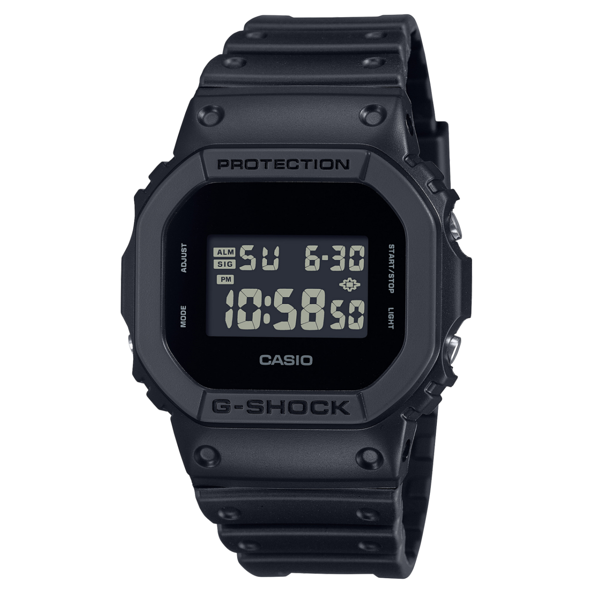 Casio G-Shock Herrenarmbanduhr mit schwarzem Digitaldisplay und Schutzgehäuse
