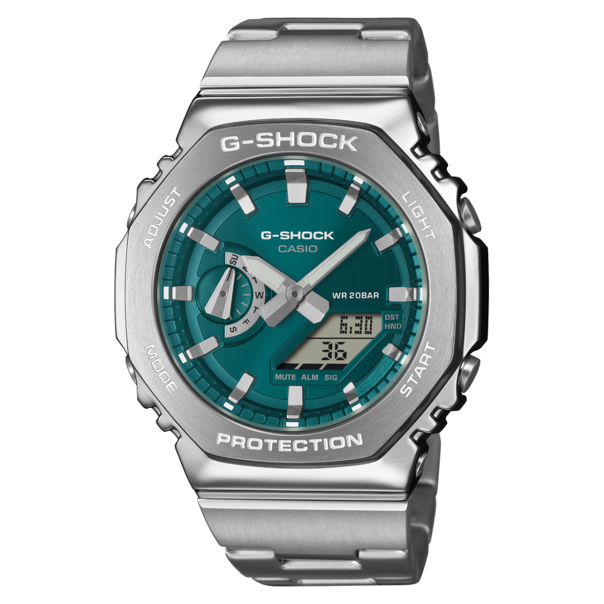 Casio G-Shock GM-2110D-3A1ER Herrenuhr • Metalllünette & Metallarmband • Analog-Digital
