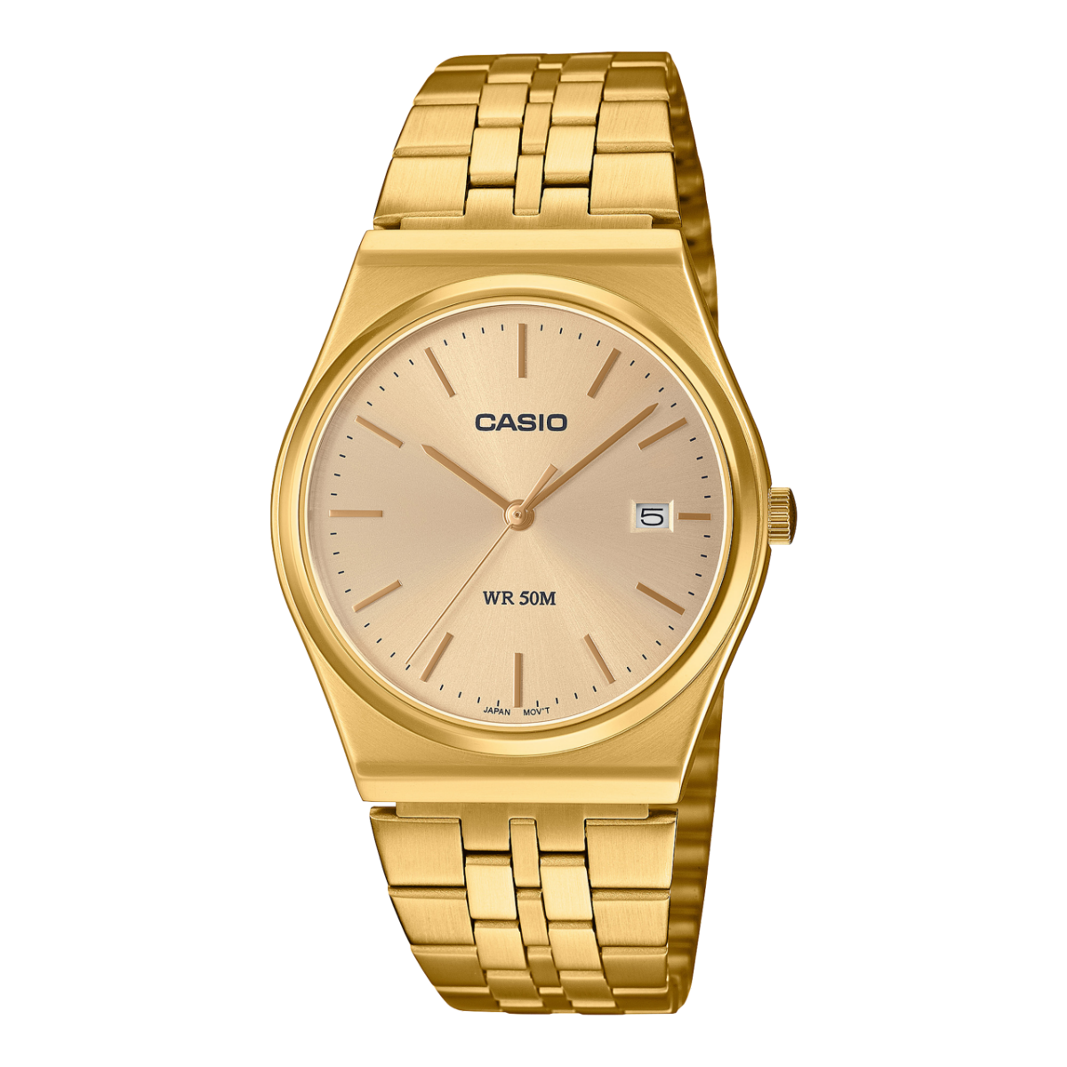 Zegarek męski Casio MTP-B145G-9AVEF kwarcowy w kolorze złotym • szkło mineralne • styl retro