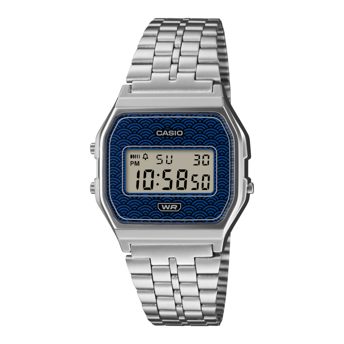 Casio Vintage A159WEVJ-2EF Armbanduhr Dunkelblau • Seigaiha-Muster • Made in Japan