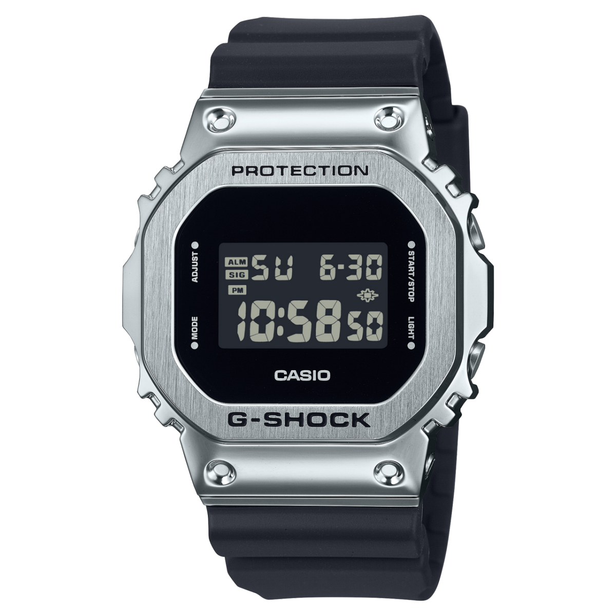 Casio GM-5600U-1ER G-Shock Herrenuhr Schwarz • Gehäuse aus Resin/Edelstahl • Invertiertes LCD-Display