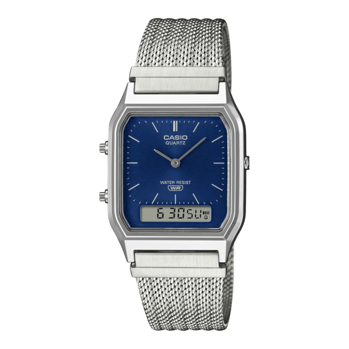 Casio Vintage AQ-230EM-2AEF Armbanduhr Blau • Analog-Digital • Mesh-Armband