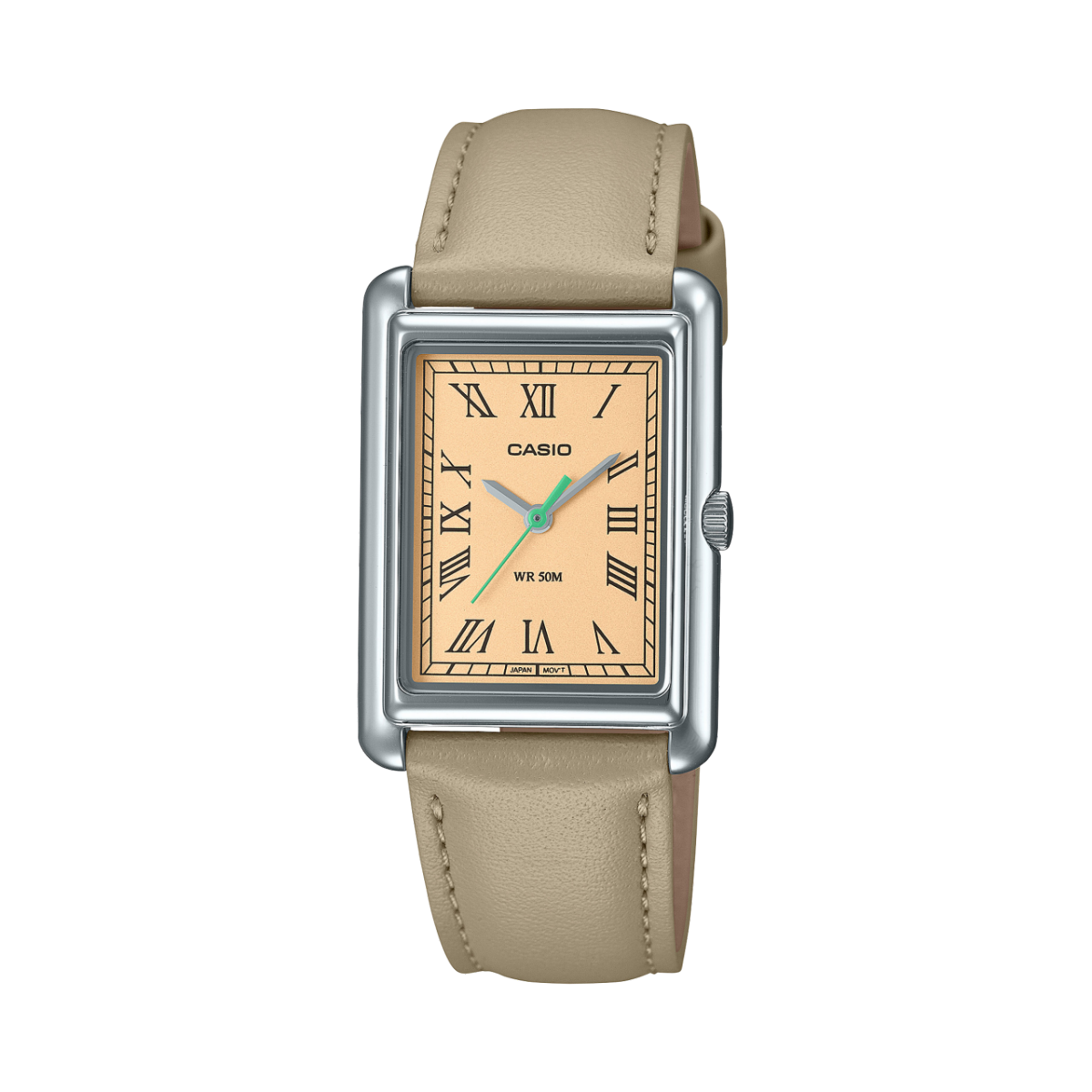 Casio LTP-B165L-5BVEF Damen Armbanduhr Beige • Mineralglas • Echtlederband