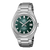 Herrenarmbanduhr mit grünem Zifferblatt, silbernem Edelstahlband, analogen Zeigern