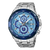 Casio Edifice Herren-Chronograph Uhr mit blauem Ziffernblatt, Edelstahlarmband und Chrono-Subziffern