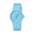 Kinderarmbanduhr mit hellblauem Kunststoffarmband und rundem Zifferblatt