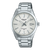 Casio Edifice Herrenarmbanduhr mit silbernem Metallband, hellem Zifferblatt, Datumsanzeige