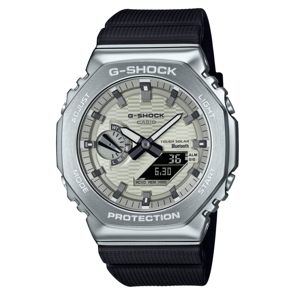 Casio G-Shock GBM-2100A-8BER Herrenuhr • Tough Solar & Bluetooth • Achteckiger Edelstahlrahmen