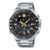 Herrenarmbanduhr mit schwarzem Zifferblatt, goldenen Zeigern, Edelstahlband und Bluetooth-Logo