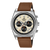 Casio Edifice Herren-Chronograph mit beigem Zifferblatt, braunem Lederarmband, Saphirglas