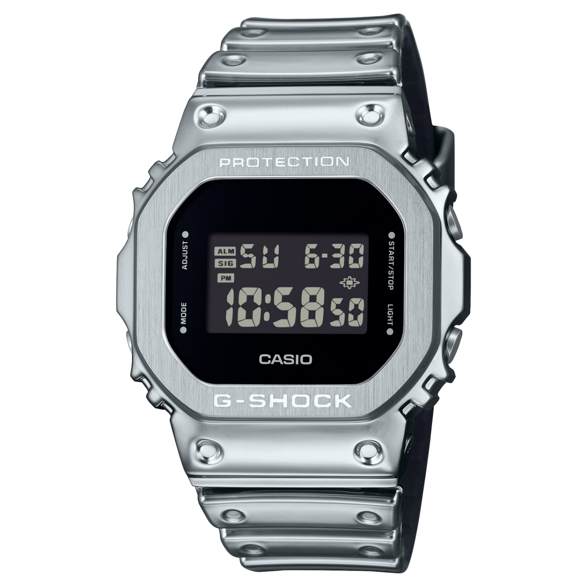 Casio GM-5600YM-8ER G-Shock Herrenuhr Silber • Edelstahllünette • 20 bar wasserdicht