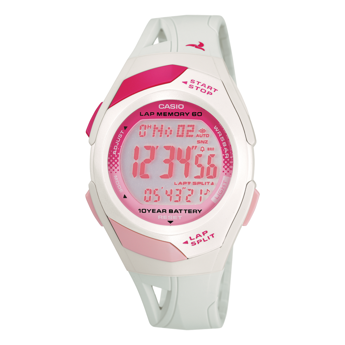 Casio STR-300-7EG Damenuhr Timeless Collection Weiß • Stoppuhr mit 60-Runden-Speicher • 10-Jahres-Batterie