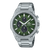 Casio Edifice Herrenuhr mit grünem Zifferblatt, Chronographenanzeigen und Stahlarmband