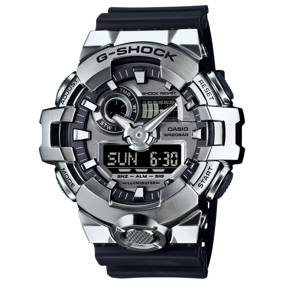 Casio GM-700-1AER G-Shock Classic Herrenuhr Schwarz • Analog-Digital • Edelstahl-Lünette